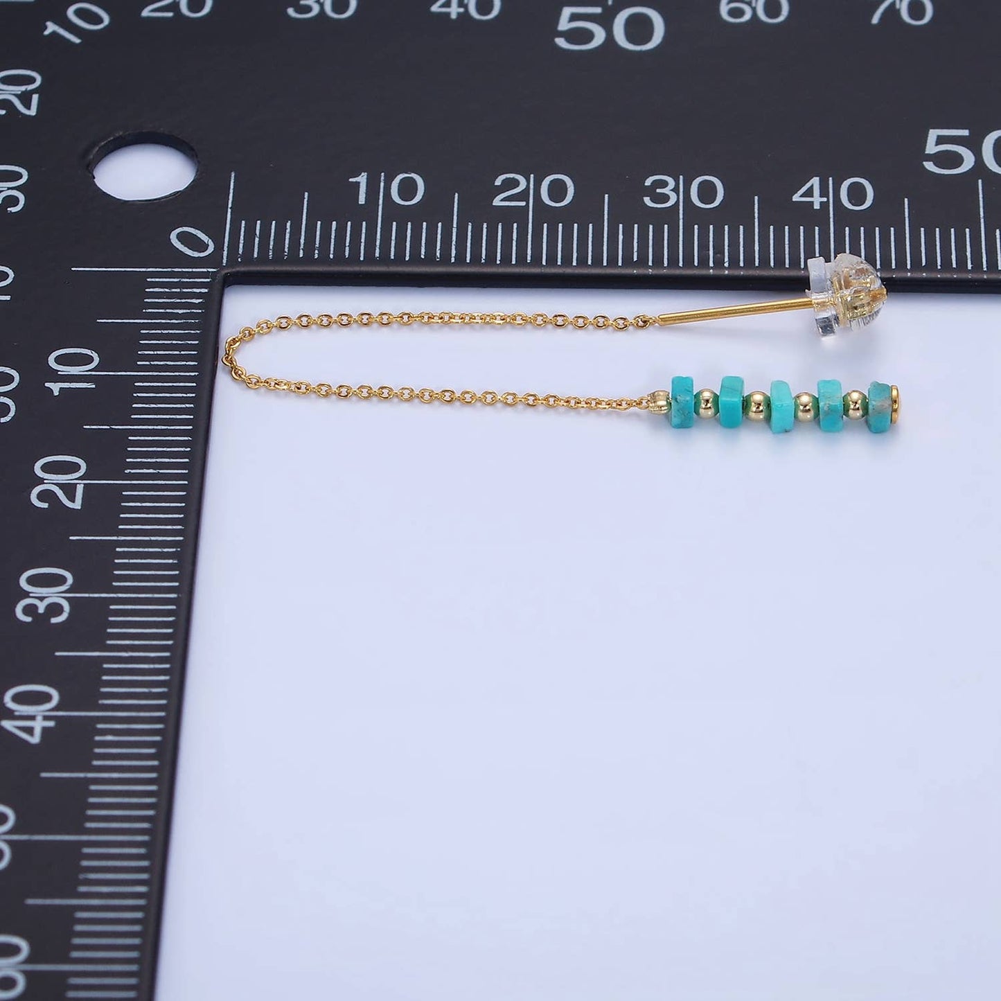 Turquoise Gemstone Chain Threader Earrings