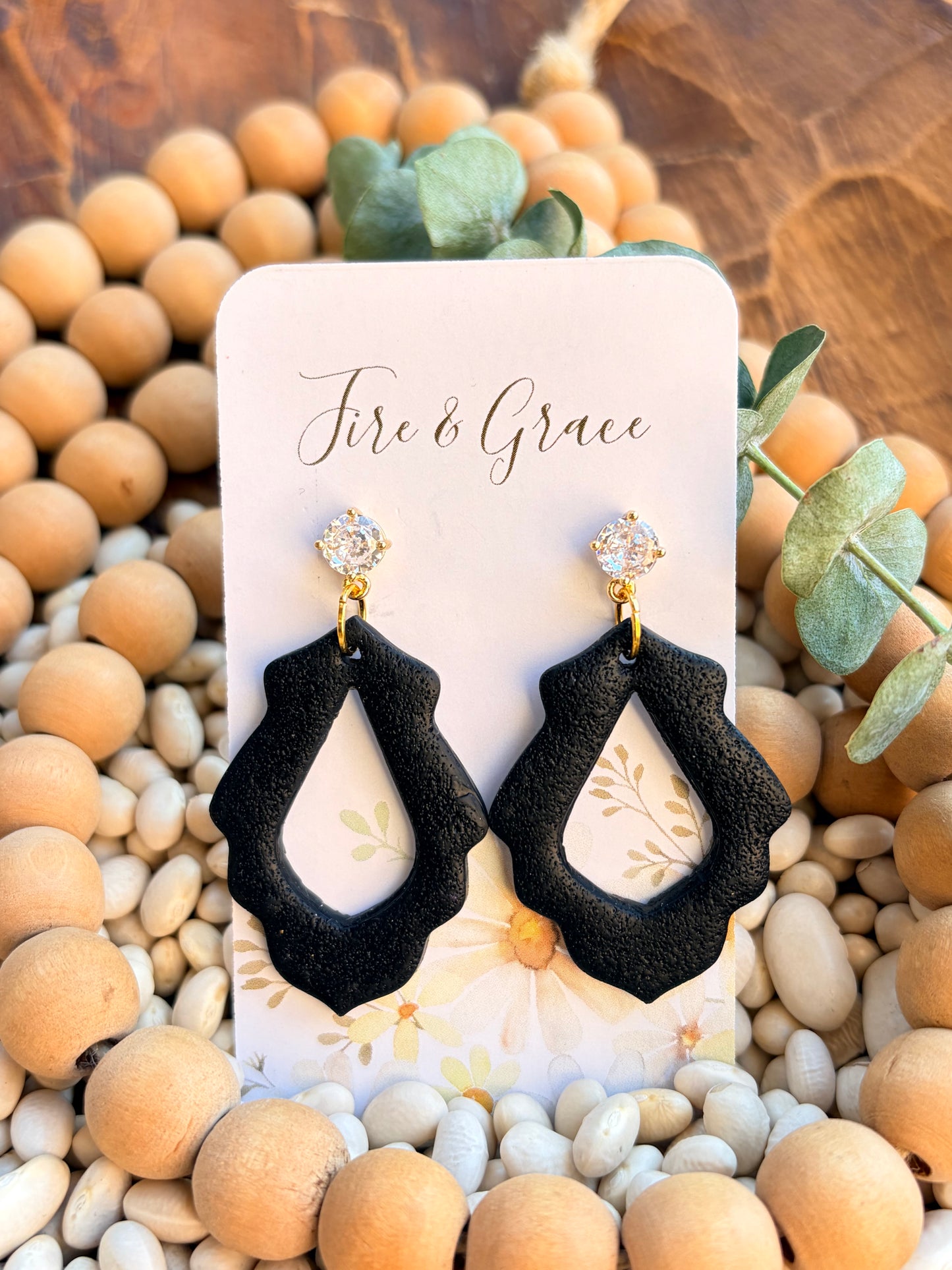 Black Dangle w/ Diamon Stud