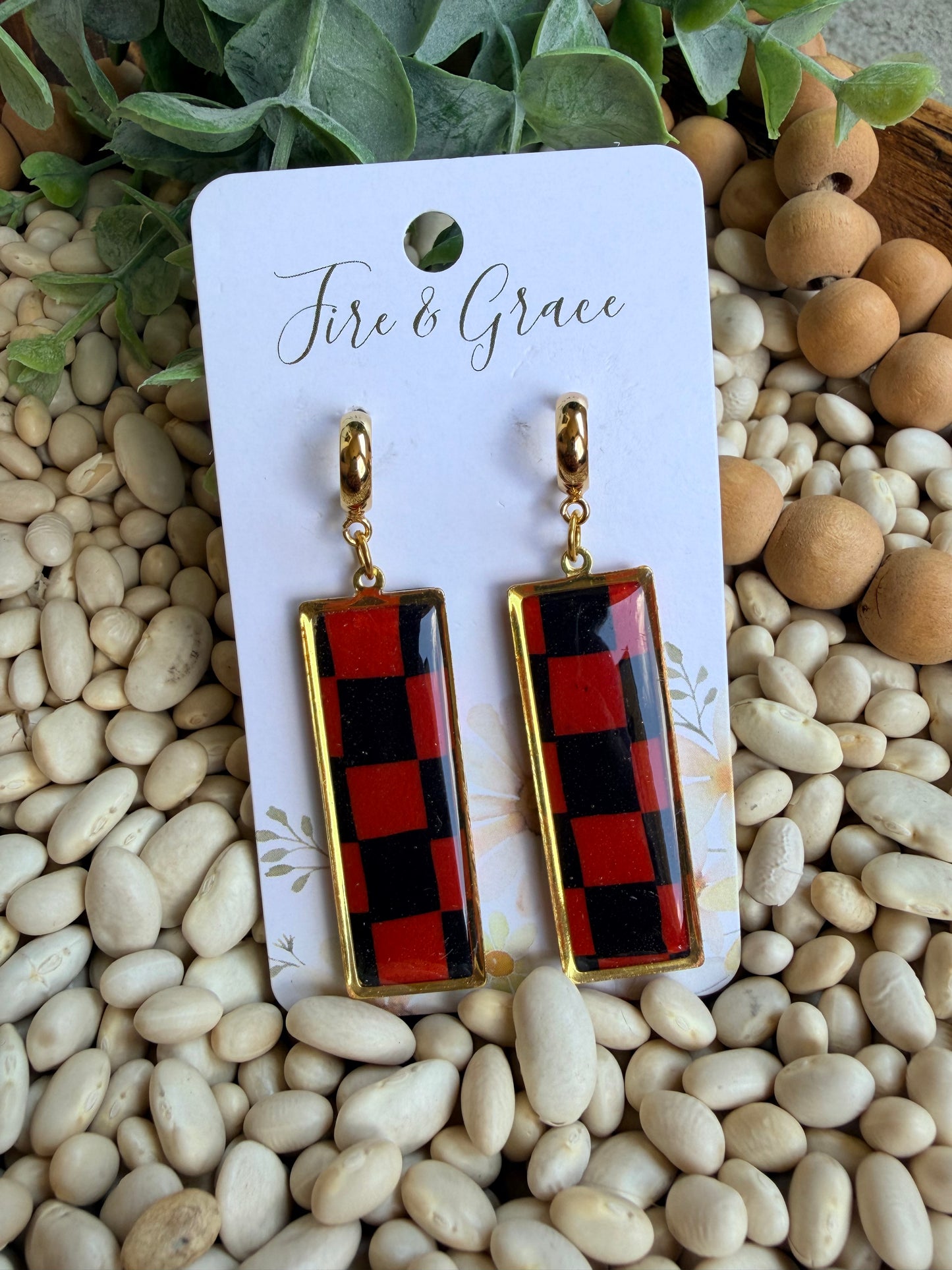 Red & Black Checker Dangle