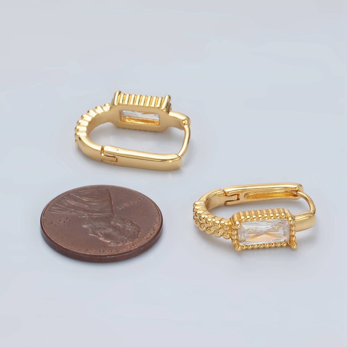 Baguette Oblong Huggie Hoop Earrings