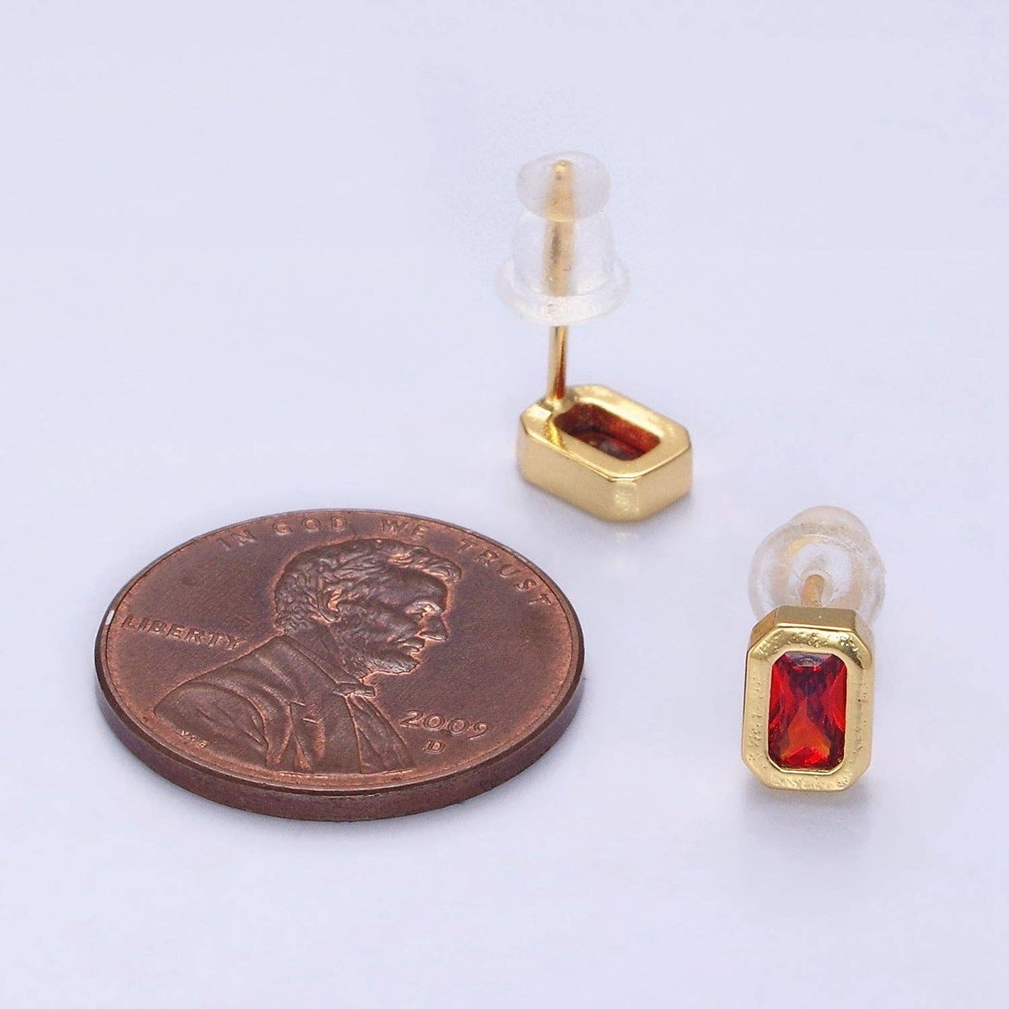 Colorful Multifaceted Baguette CZ Stud Earrings