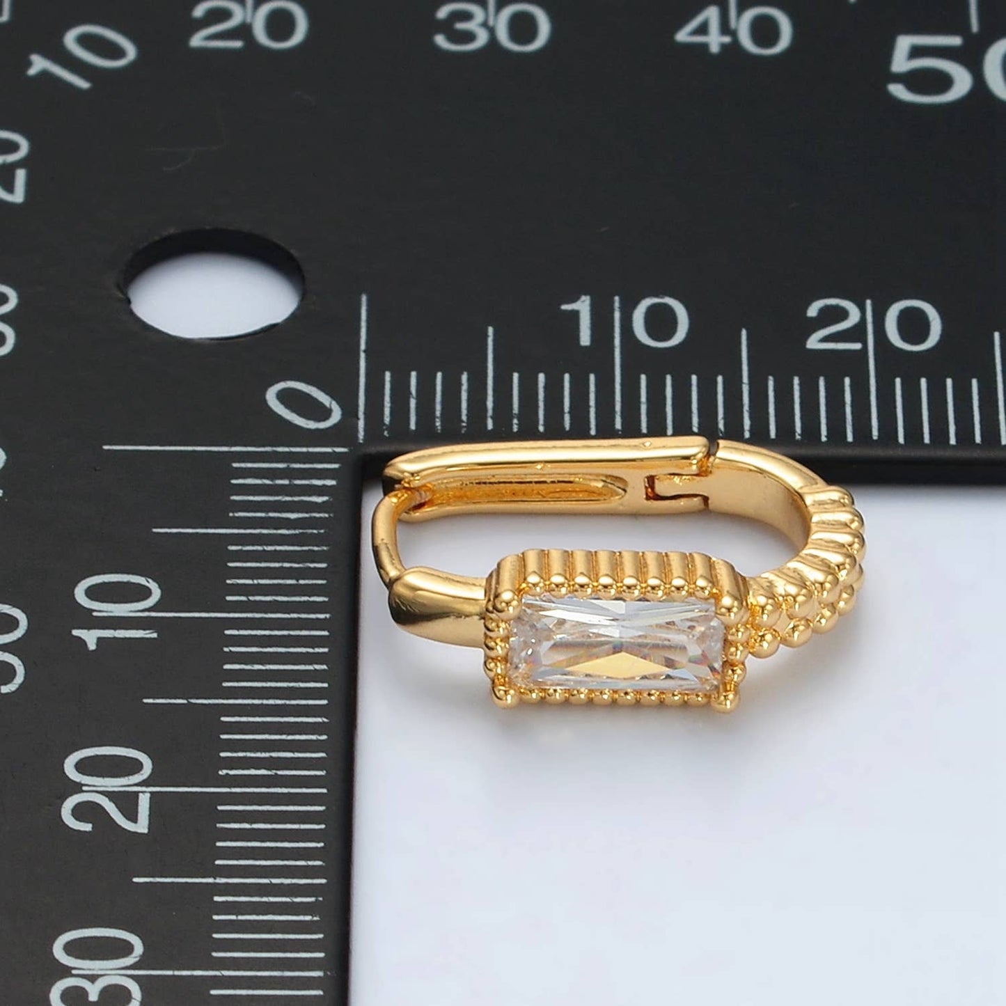 Baguette Oblong Huggie Hoop Earrings