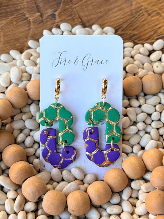 Mardi Gras Purple & Green Dangle