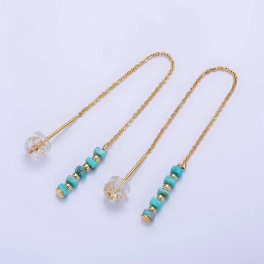 Turquoise Gemstone Chain Threader Earrings