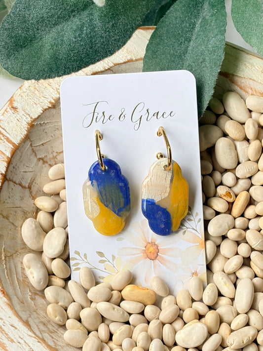 Blue & Gold Clay Hoop 1