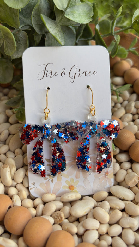Red, White & Blue Glitter Bows