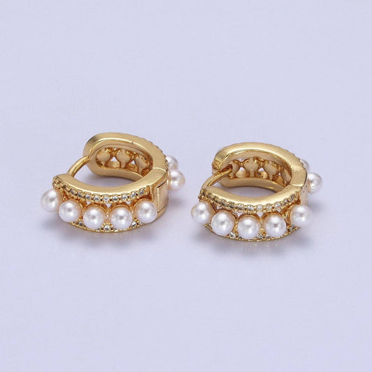 Gold Filled Pearl Hoop Huggie