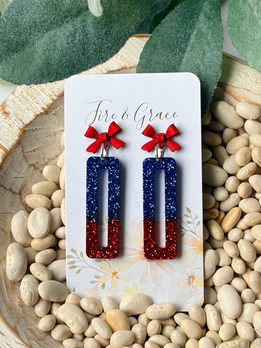 Blue & Red Sparkle Bow