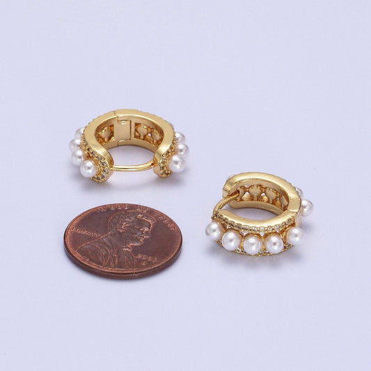 Gold Filled Pearl Hoop Huggie