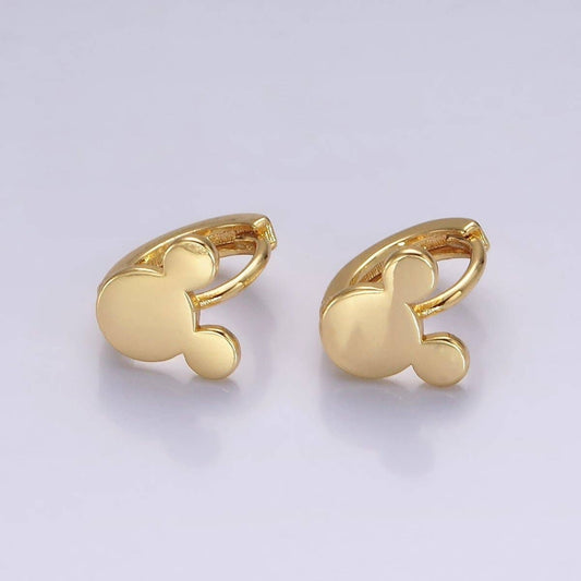 Filled Mouse Animal Minimalist Cartilage Huggie Earrings
