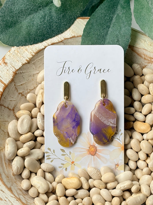 Purple & Gold Clay Hoop 1