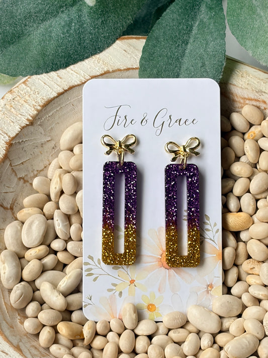 Purple & Gold Sparkle Bow