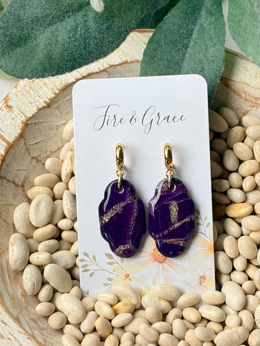 Purple & Gold Clay Hoop 2