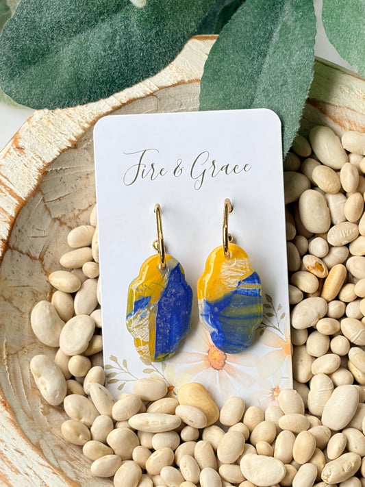 Blue & Gold Clay Hoop 2