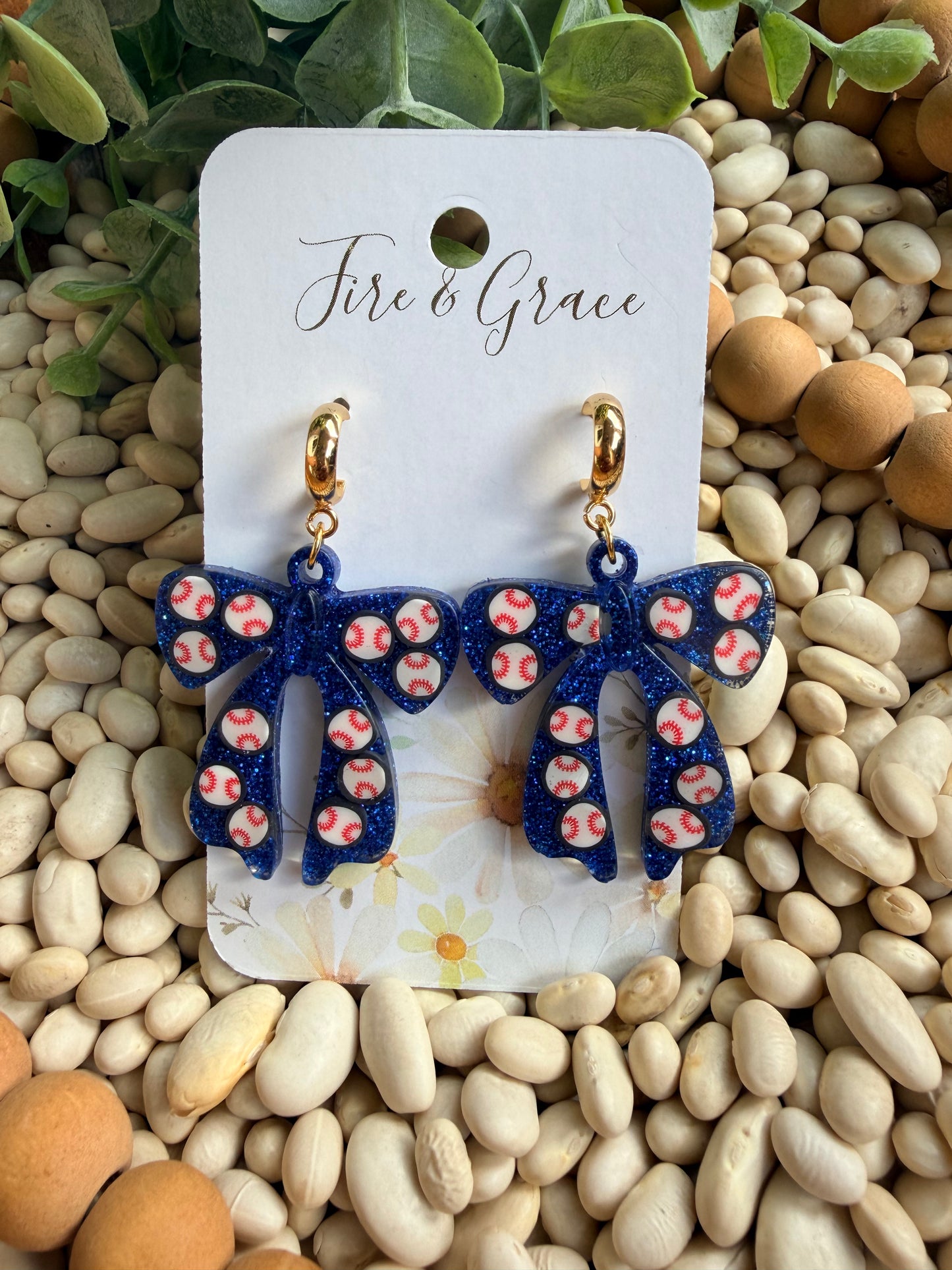 Royal Blue Baseball Glitter Bow