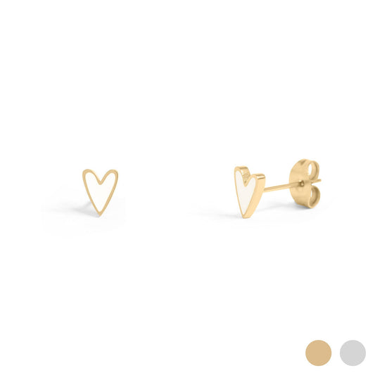White Heart Stud Earrings