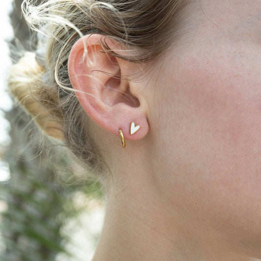 White Heart Stud Earrings